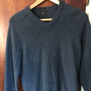 Mens J. Crew blue v-neck wool sweater